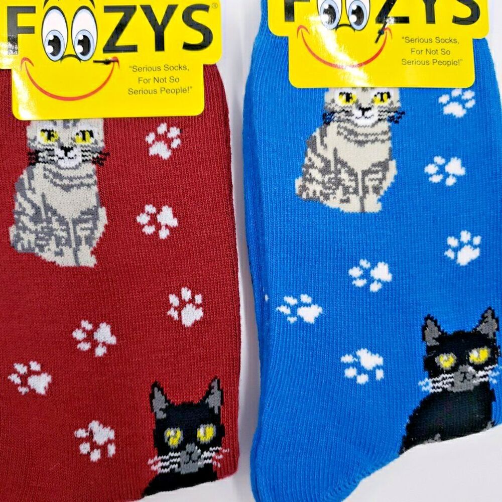 Kitten Cat Prints Womens Socks Gift Cute Animals Lover Cozy Ladies 2 PAIR Foozys